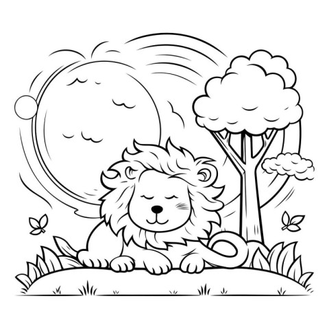 Lion cartoon design. Animal zoo life nature and fauna theme Vect