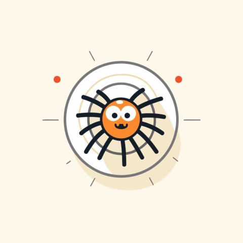 Cute cartoon spider icon. Vector illustration in flat design sty