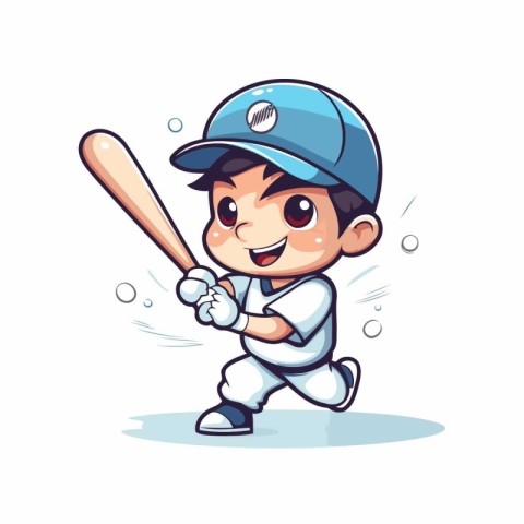 Baseball Player Cartoon Mascot Character. Vector Illustration.