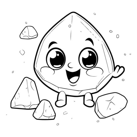 Cartoon Illustration of Cute Water Drop Character for Coloring B