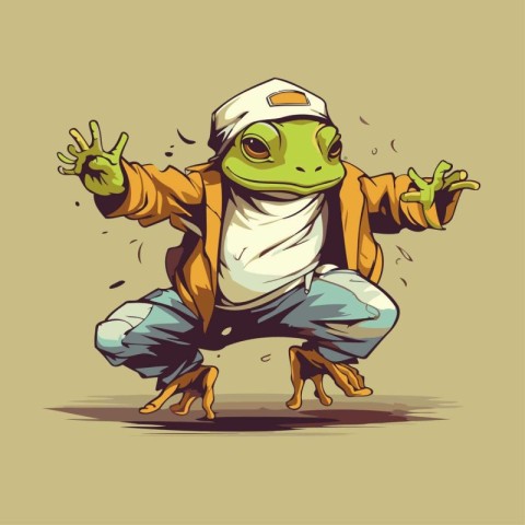 Frog in a raincoat. Cartoon character. Vector illustration.