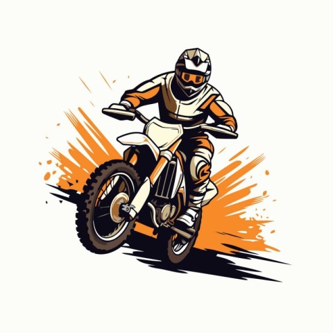 Motocross rider in action. vector illustration on a white backgr