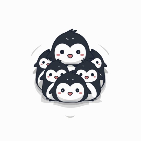 Cute penguin family. Cute cartoon animal vector illustration.