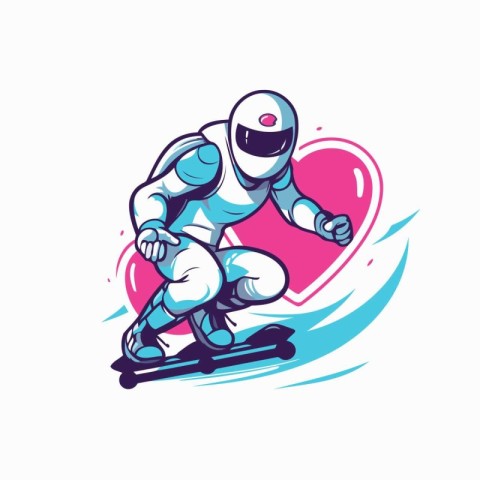 Astronaut skates on a snowboard. Vector illustration.