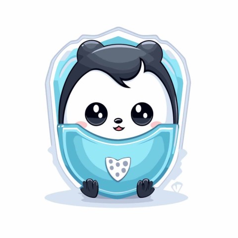 Cute penguin wearing a medical mask. Vector cartoon character il