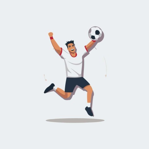 Soccer player kicking the ball. Vector illustration in cartoon s