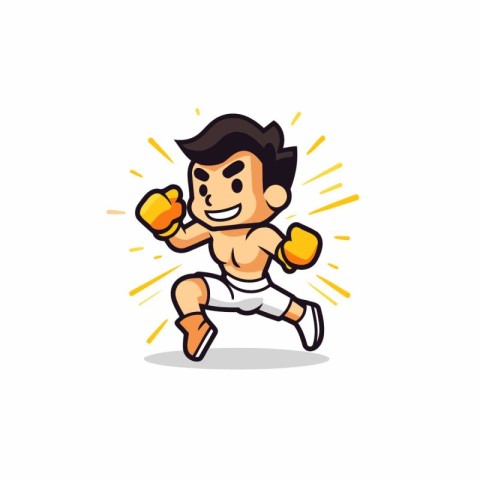 Boxing boy cartoon character design. Vector illustration isolate