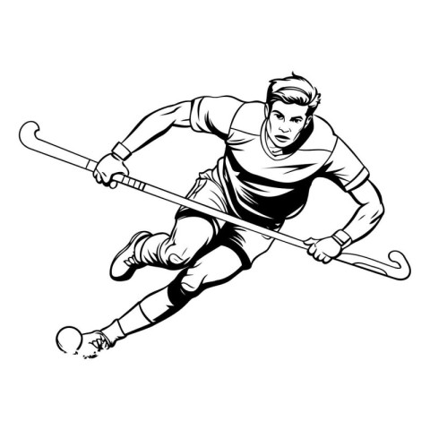 Hockey player. vector illustration of a hockey player in action.