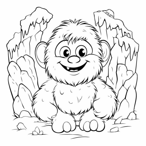 Monkey - Coloring Page Outline of a Cute Monkey