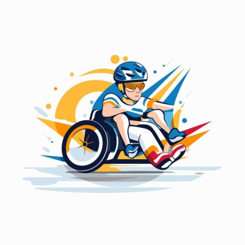 Cyclist riding a motorcycle. Vector illustration on white backgr