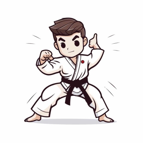 Taekwondo Cartoon Mascot. Vector Illustration.