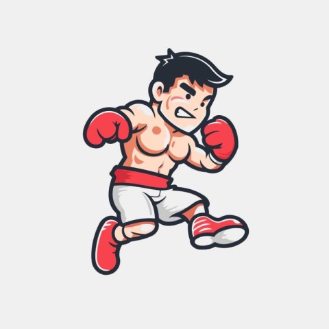 Mascot Illustration of a Kid Boy Boxer or Fighter