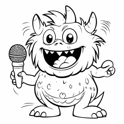 Black and White Cartoon Illustration of Funny Rhinoceros Comic A