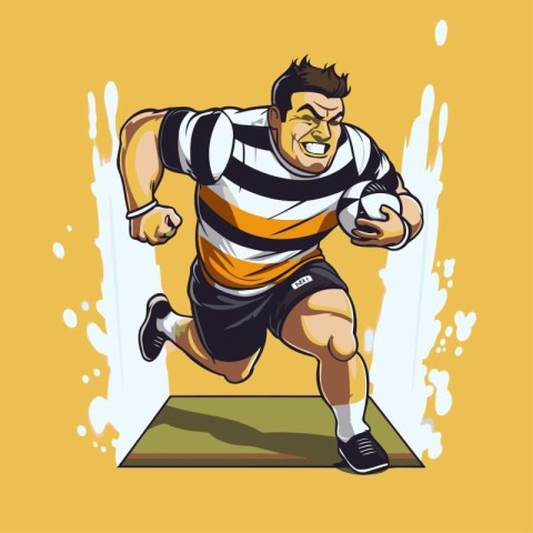 Rugby player kicking the ball. Vector illustration in cartoon st