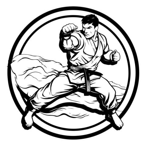 Karate.Vector illustration ready for vinyl cutting.Tattoo art.