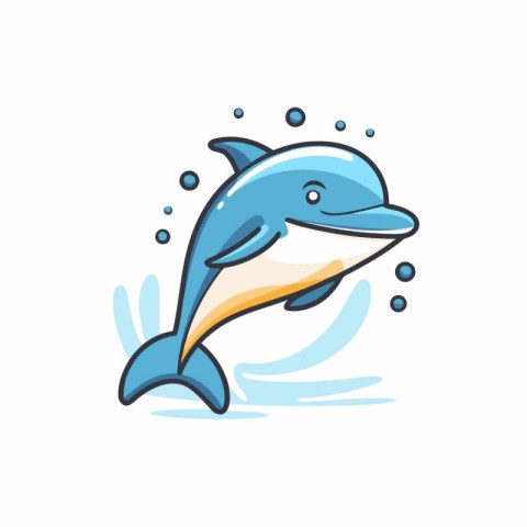 Dolphin icon. Cute cartoon dolphin. Vector illustration isolated