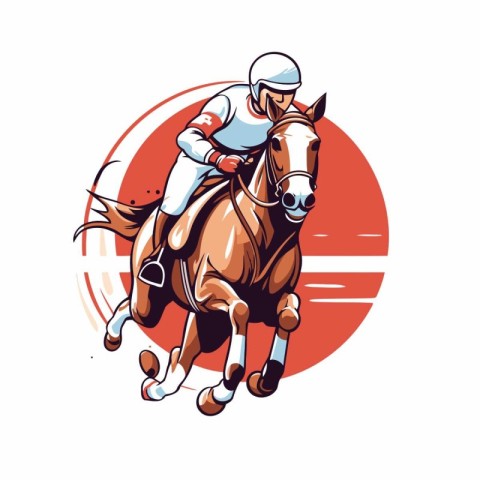 Horse jockey riding a race. Vector illustration on white backgro