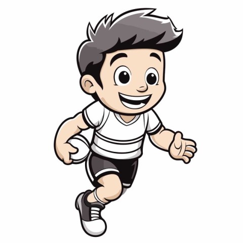 Running Boy - Cartoon Vector Illustration. Isolated On White Bac