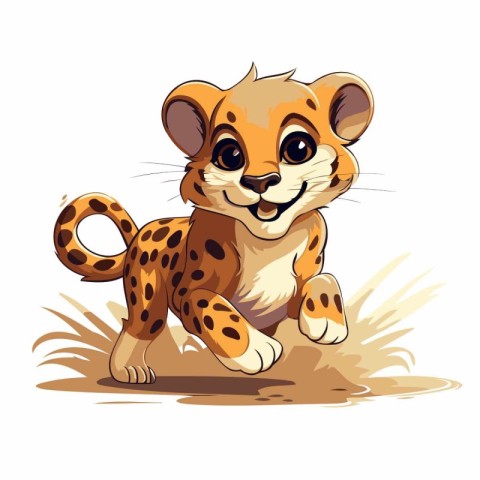 Cartoon cheetah isolated on white background. Vector illustratio