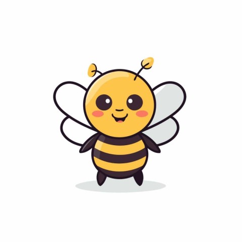 Cute cartoon bee isolated on a white background. Vector illustra