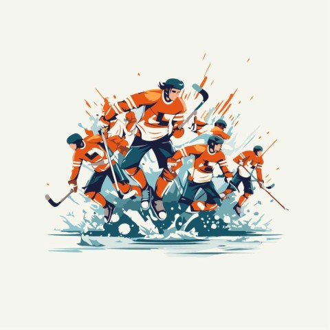 Ice hockey players in action. vector illustration. Ice hockey pl