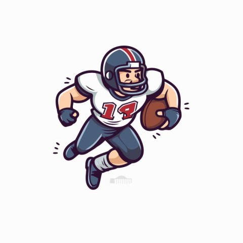 American football player running. vector cartoon illustration is