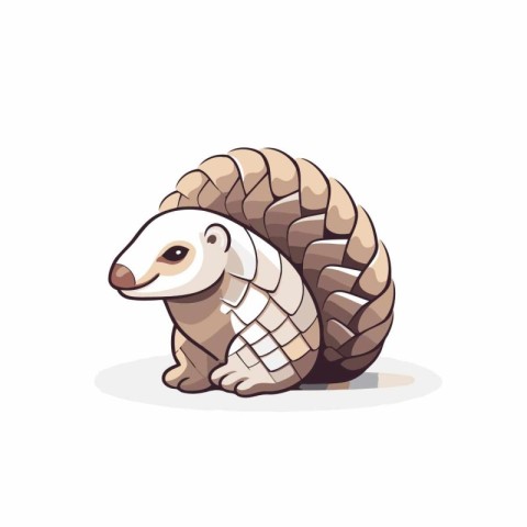 Cute little baby anteater isolated on white background. Vector i