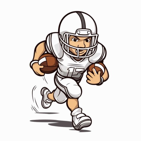 Illustration of a american football player running isolated on w