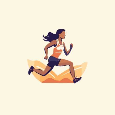 Running woman. Vector illustration in flat design style. Sport a