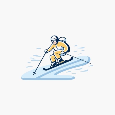 Skiing icon. Winter sport. Vector illustration in flat style