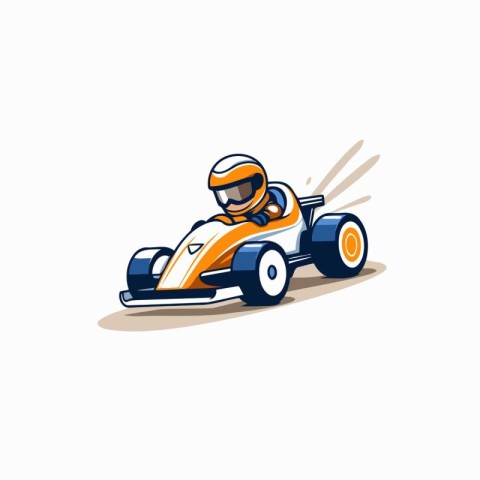 Cartoon racing car icon. Vector illustration of sport racing car