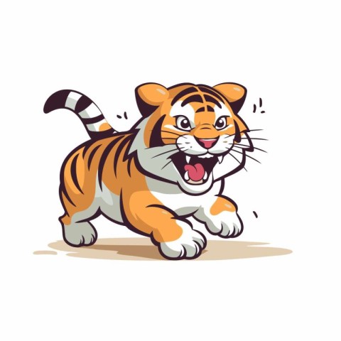 Cartoon tiger vector illustration. Isolated on a white backgroun