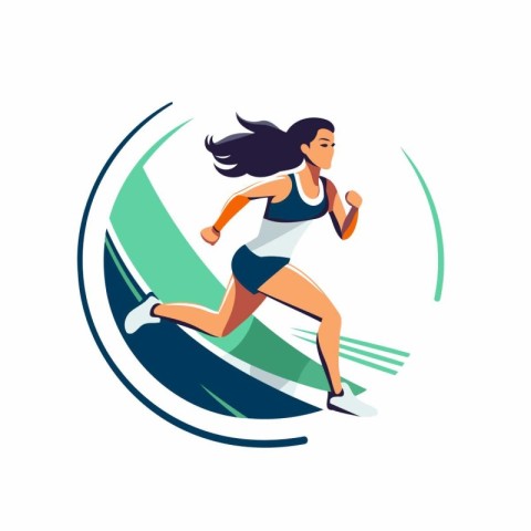 Running woman. Healthy lifestyle. Vector illustration in flat ca