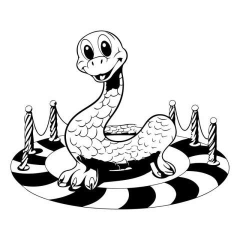 Illustration of a snake on a circus float on a white background
