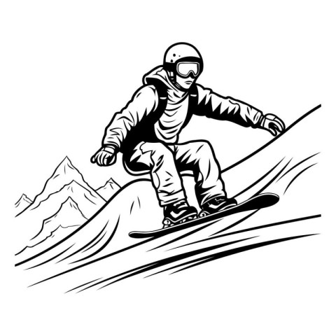 Snowboarder jumping. Extreme winter sport. Vector illustration r