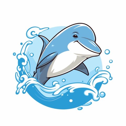 Dolphin in the sea. Vector illustration of a dolphin in the ocea