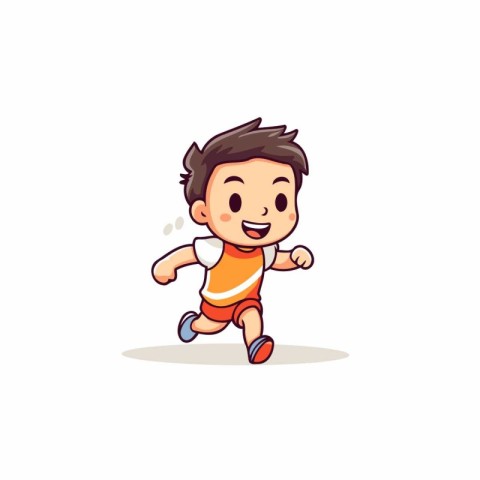 Cartoon boy running. isolated on white background. Vector illust