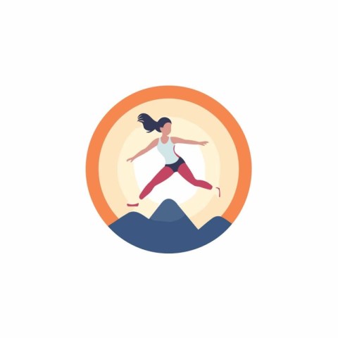 Woman doing yoga flat icon. Healthy lifestyle concept. Vector il