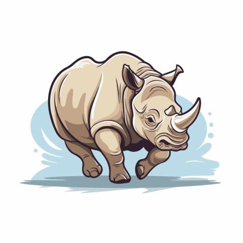 Vector illustration of a rhinoceros isolated on white background