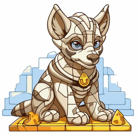 Vector illustration of Cartoon sphinx on the background of the c