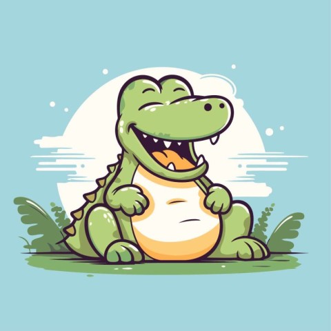 Cute crocodile. Vector illustration of a cartoon crocodile.