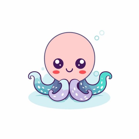 Cute cartoon octopus. Vector illustration isolated on white back