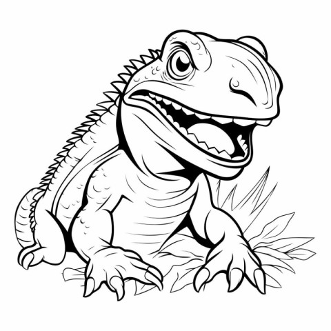 Cartoon iguana on white background. Vector illustration for your