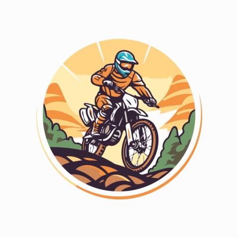 Mountain biker on the road. Vector illustration of a motocross r