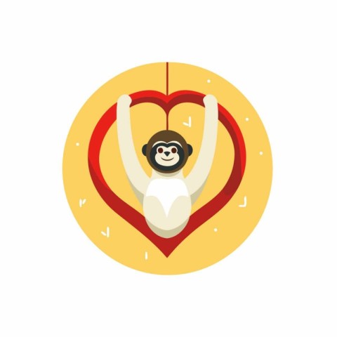 Cute sloth in the heart. Vector illustration in flat style.