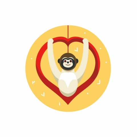 Cute sloth in the heart. Vector illustration in flat style.