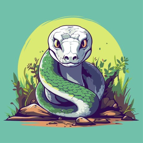 snake in the jungle. vector illustration of a snake in the jungl