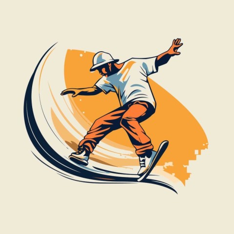 Skateboarder in action. extreme sport. vector illustration.