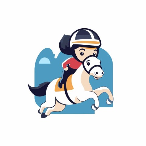 Illustration of a jockey riding a horse. Vector illustration.