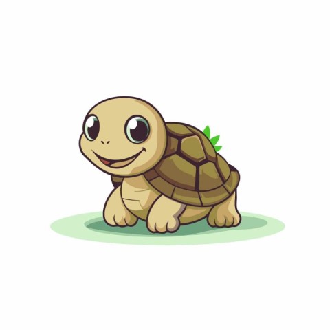 Cute little baby turtle. Vector illustration isolated on white b